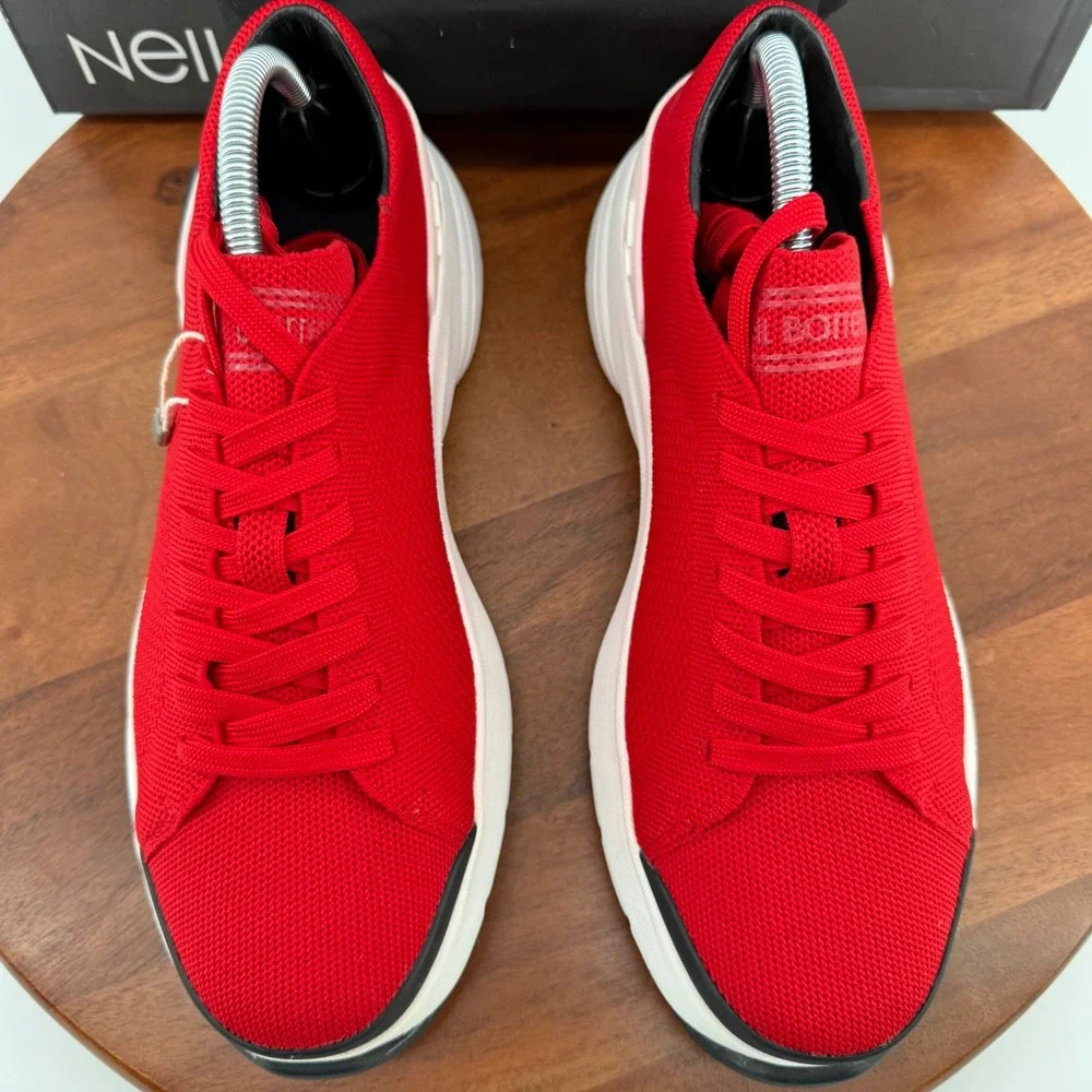 Neil Barrett Red Knit Lightning‎ Bolt Sneakers 091C26F1 Mens Size EU 41/US 8 NEW